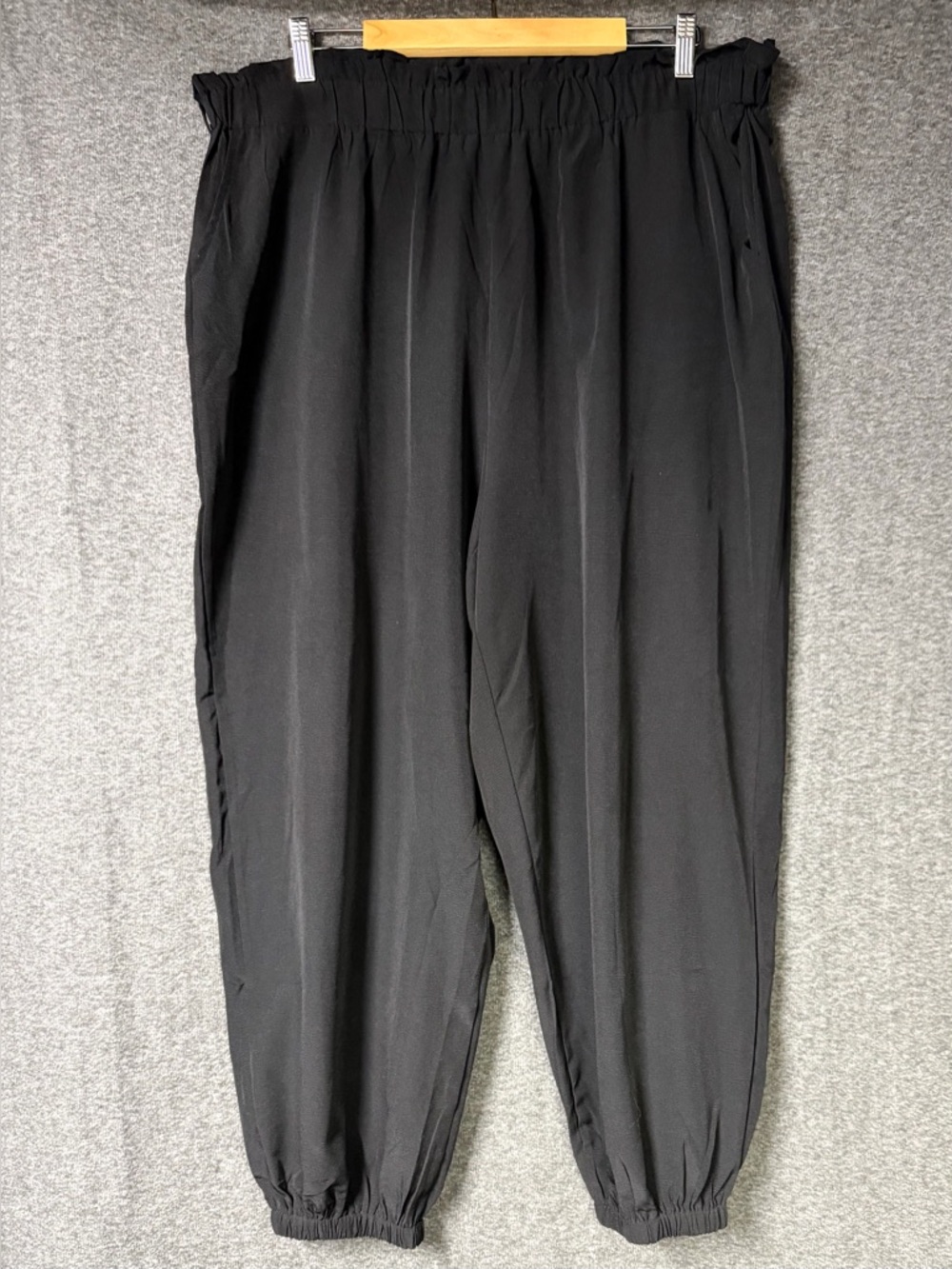 Black Harem Pants 3XL Elastic Waist Lightweight Jogger Boho Loose Fit